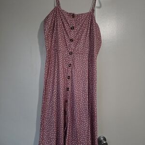 Pink Polka Dot Button-Front Sundress
